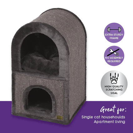 2 Chambers Cat Den - Charcoal - Image 3