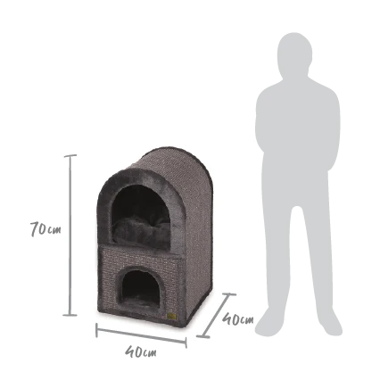 2 Chambers Cat Den - Charcoal - Image 5