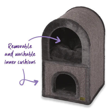 2 Chambers Cat Den - Charcoal - Image 8