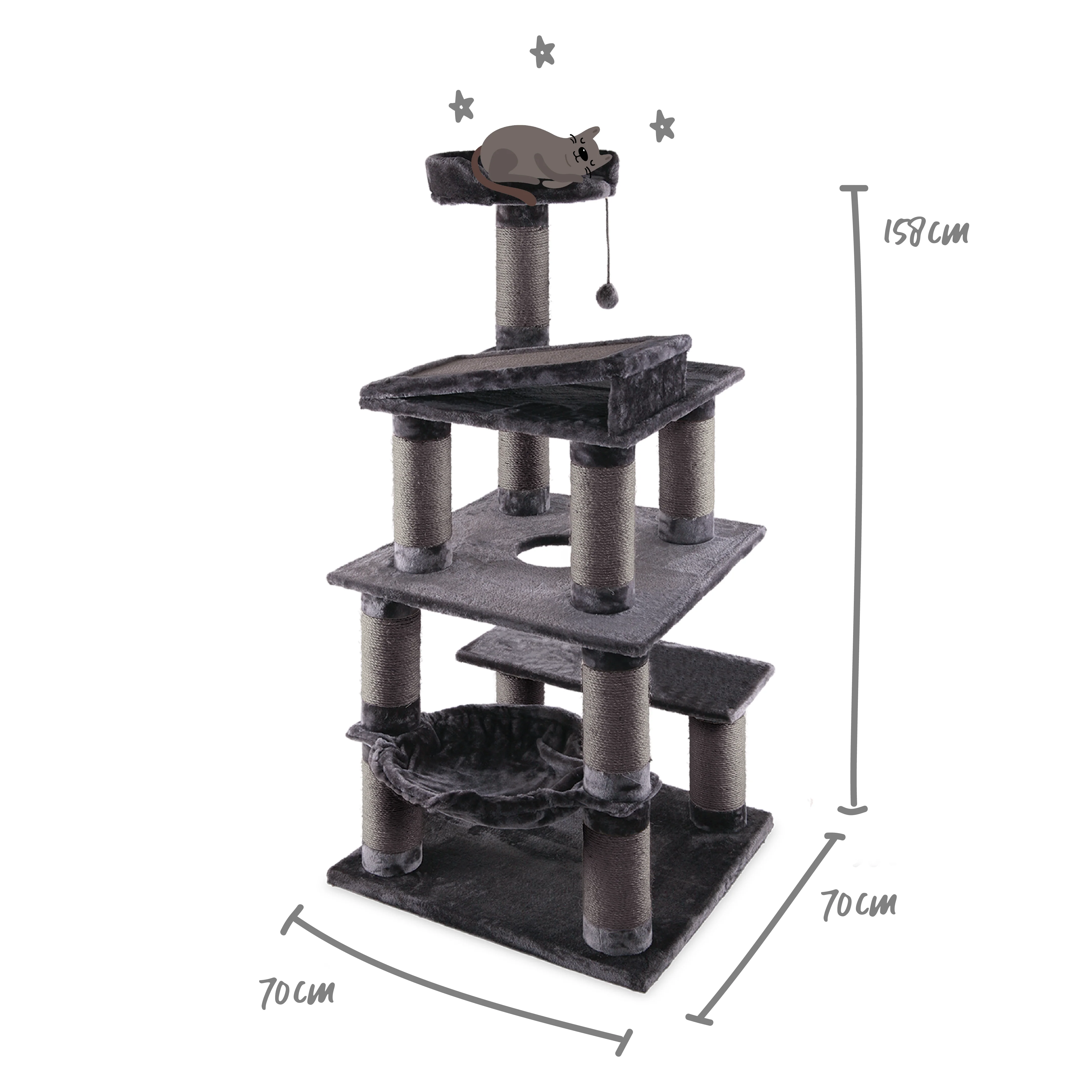 5 Level Cat Playground - Charcoal - Image 6