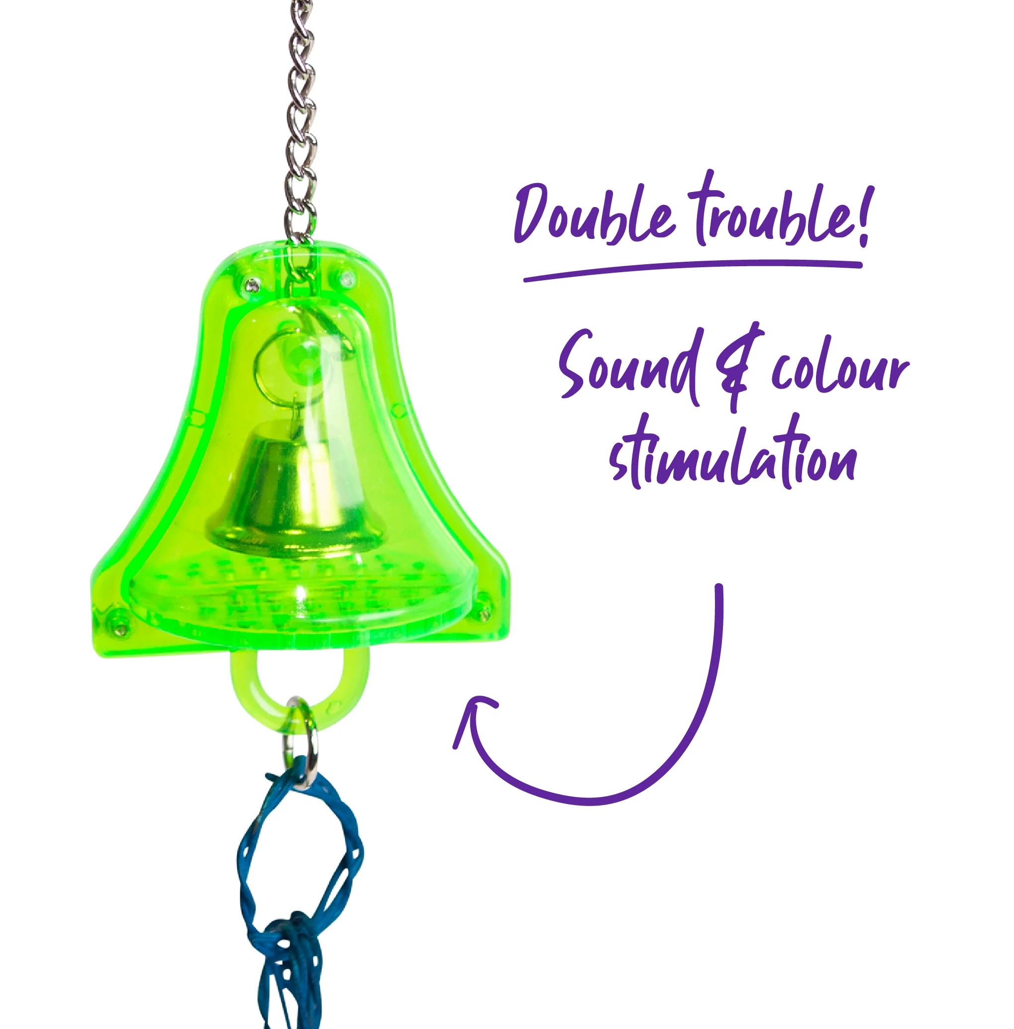 Acrylic Bell & Wicker Rings Bird Toy - Image 3