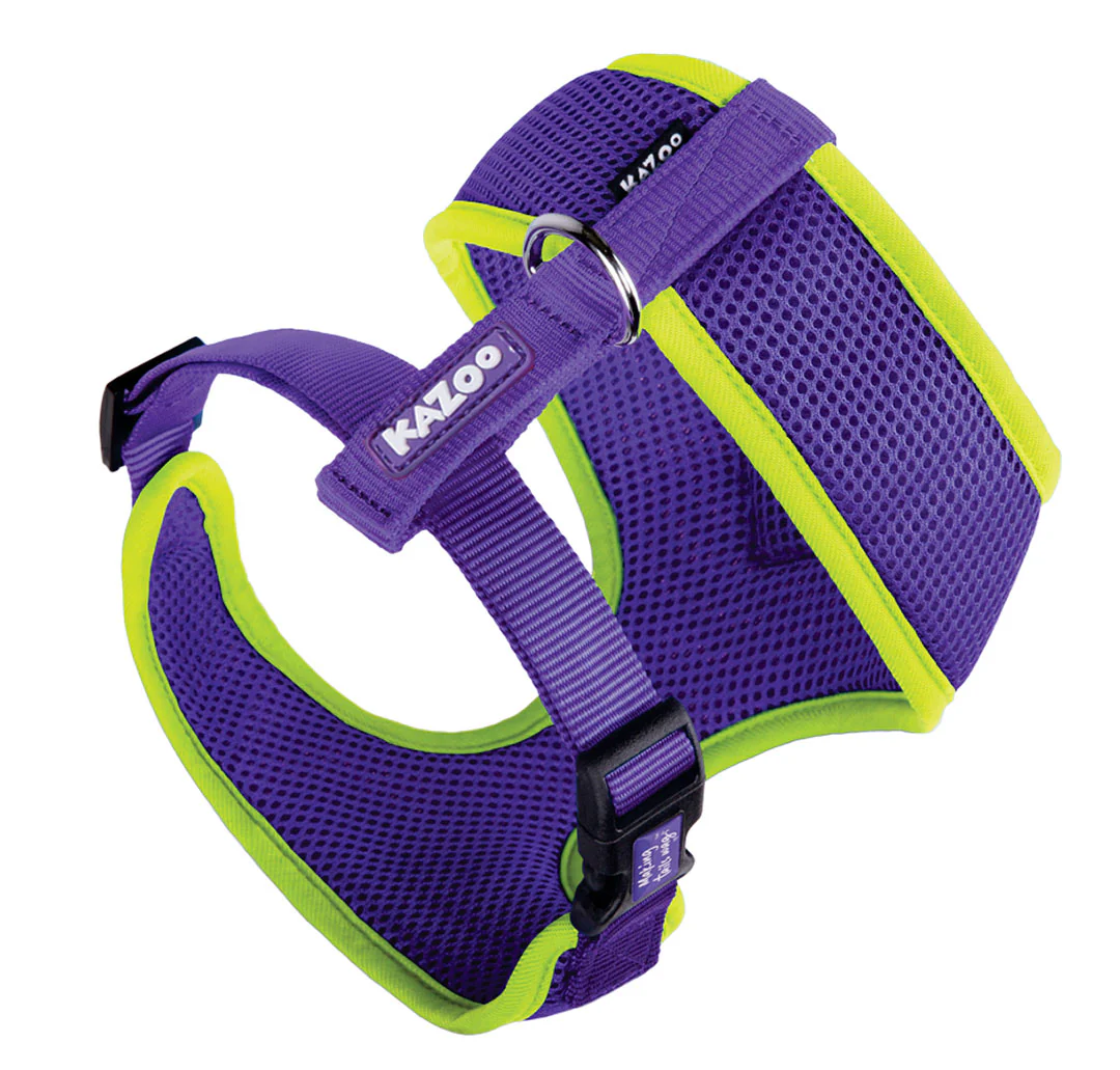 Active Soft Walking Dog Harness - Purple & Lime - Image 5