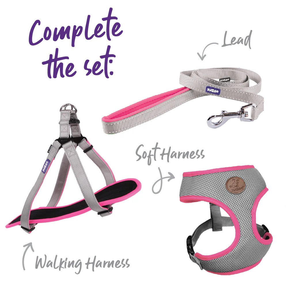 Active Soft Walking Dog Harness - Silver & Pink - Image 10