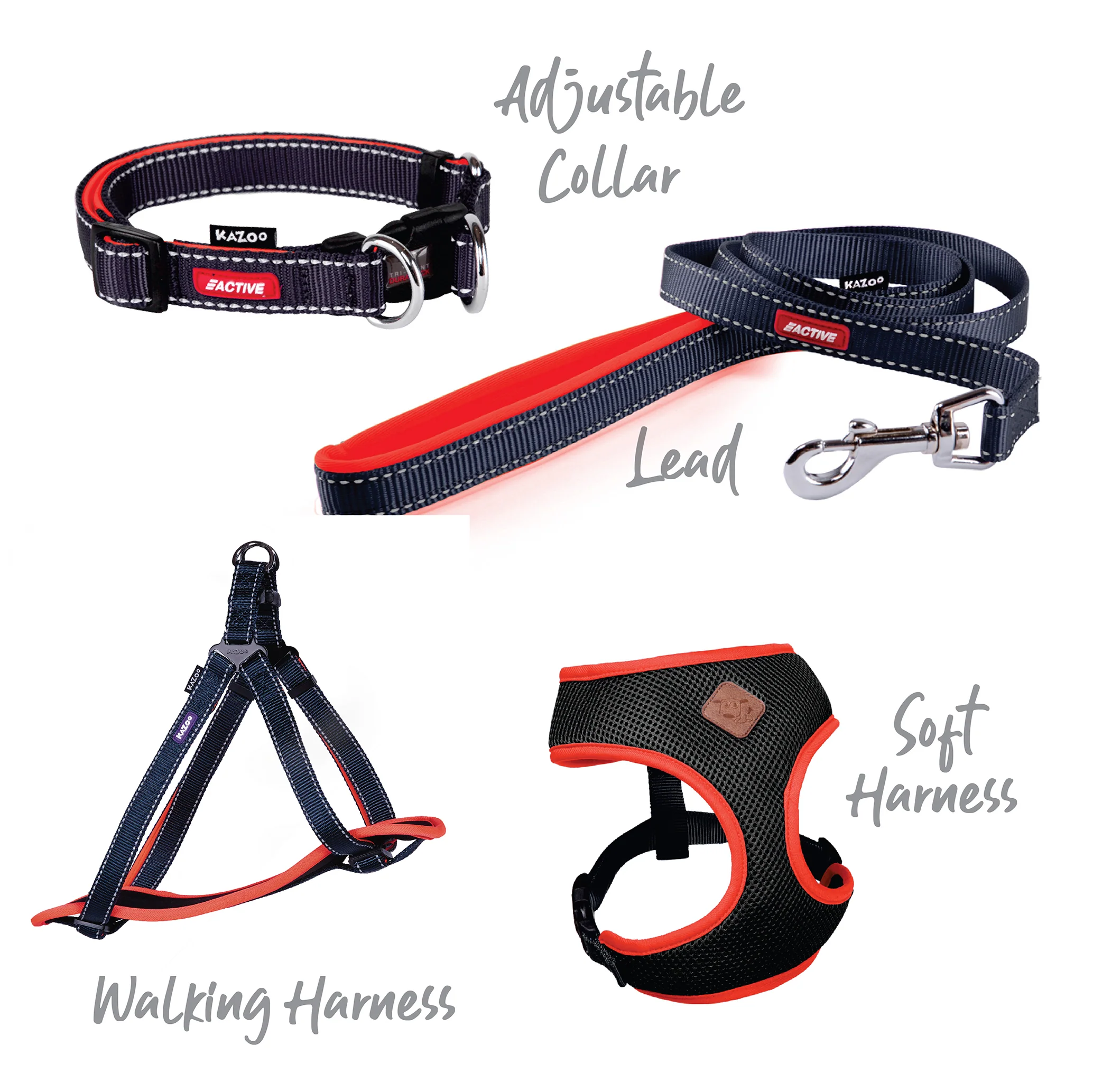 Active Soft Walking Dog Harness - Slate & Orange - Image 8