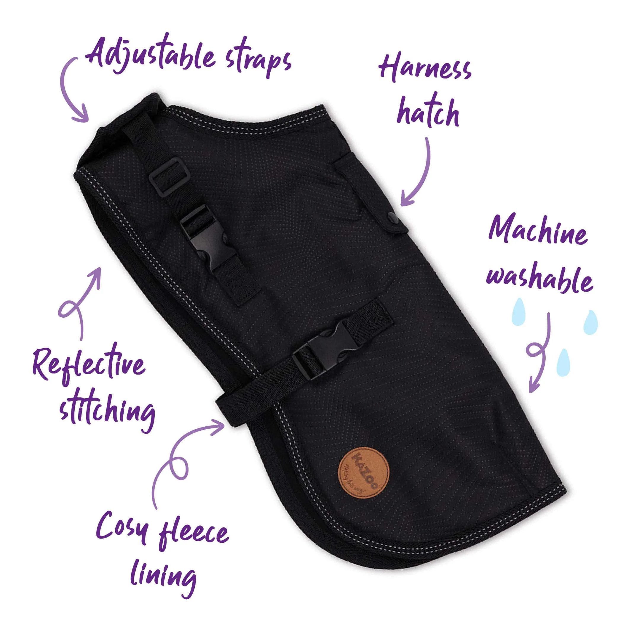 Adventure Dog Coat with Harness Hatch - Black - Image 3