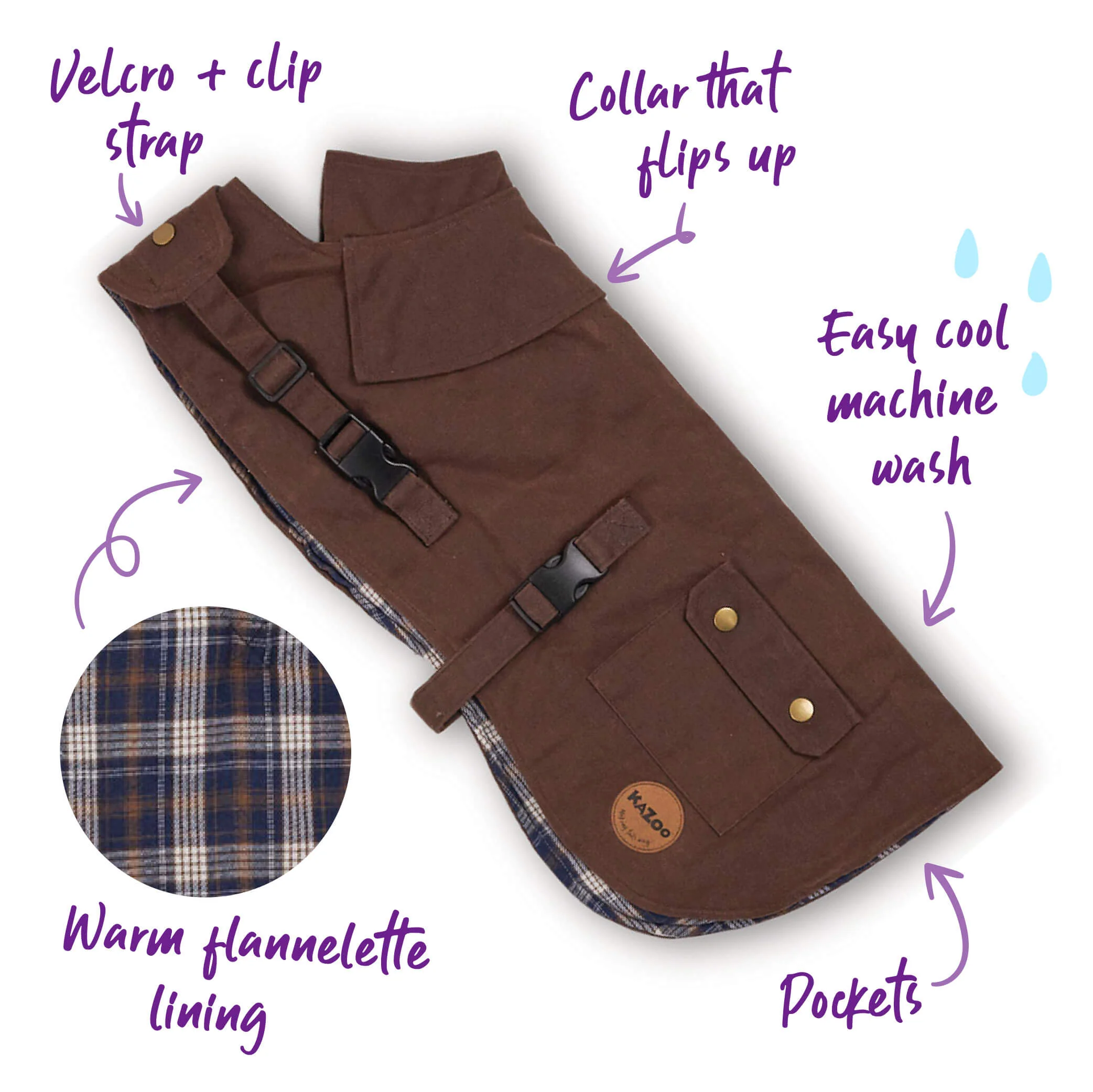 Aussie Oilskin Waterproof Dog Coat - Brown - Image 6