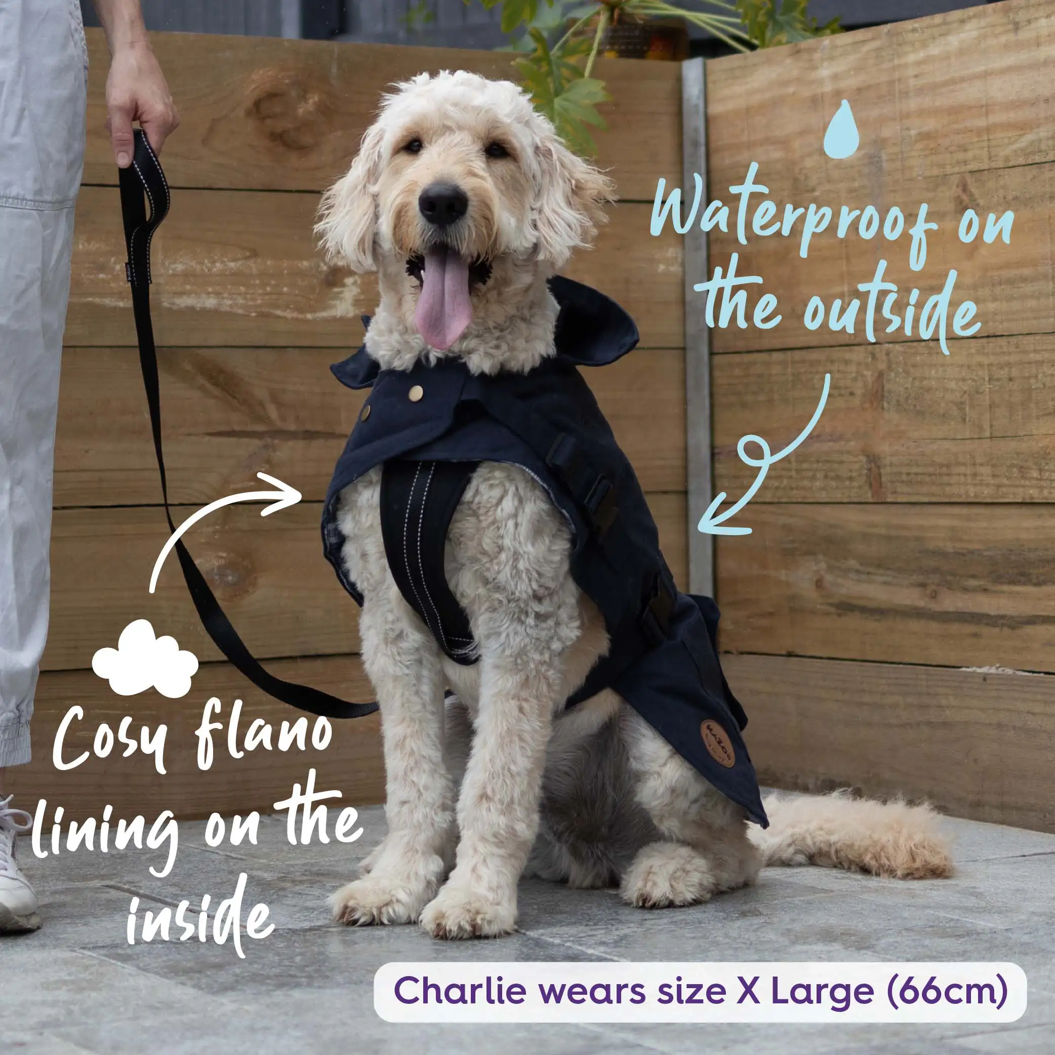 Aussie Oilskin Waterproof Dog Coat - Navy - Image 4