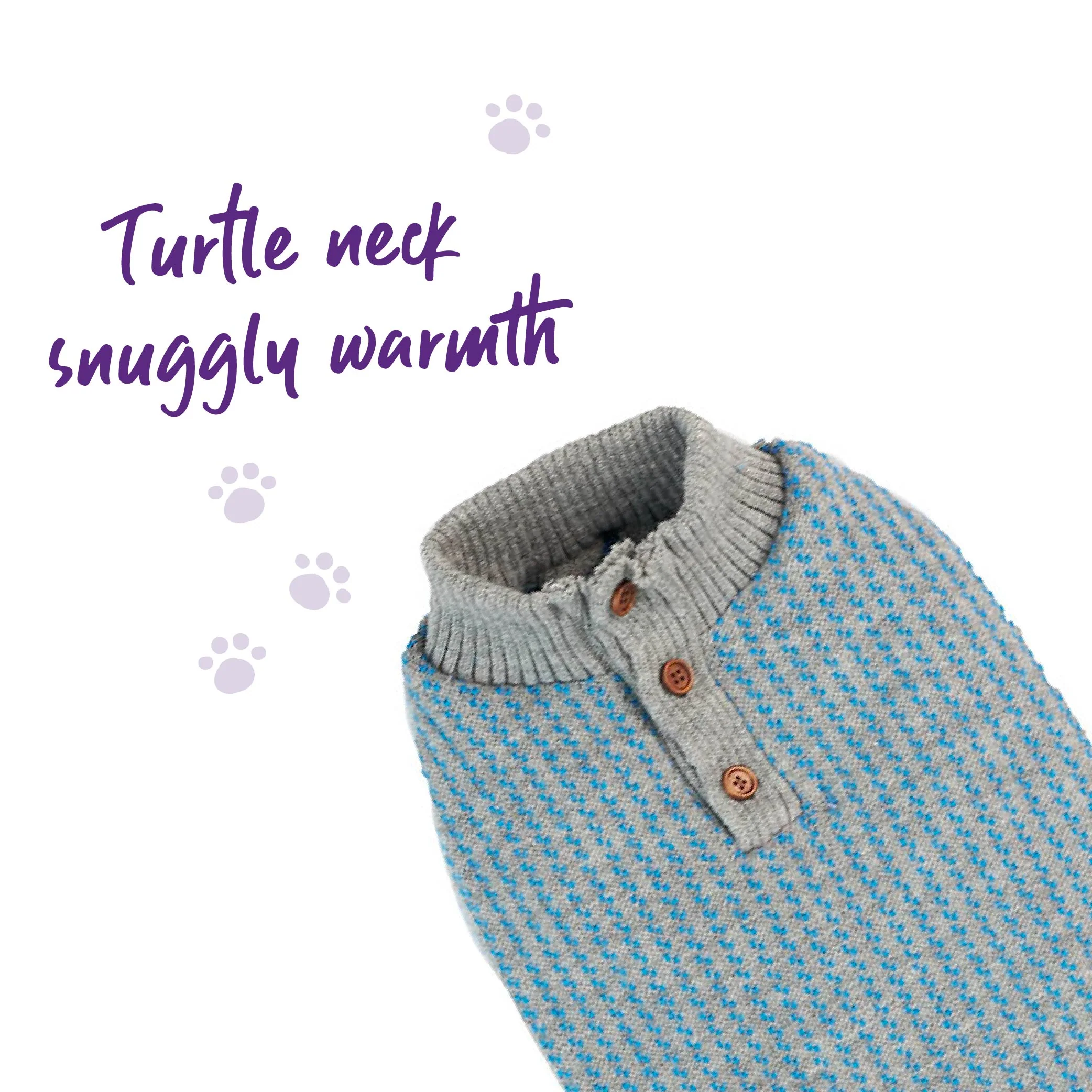 Blue Button Up Knit Dog Jumper - Image 6