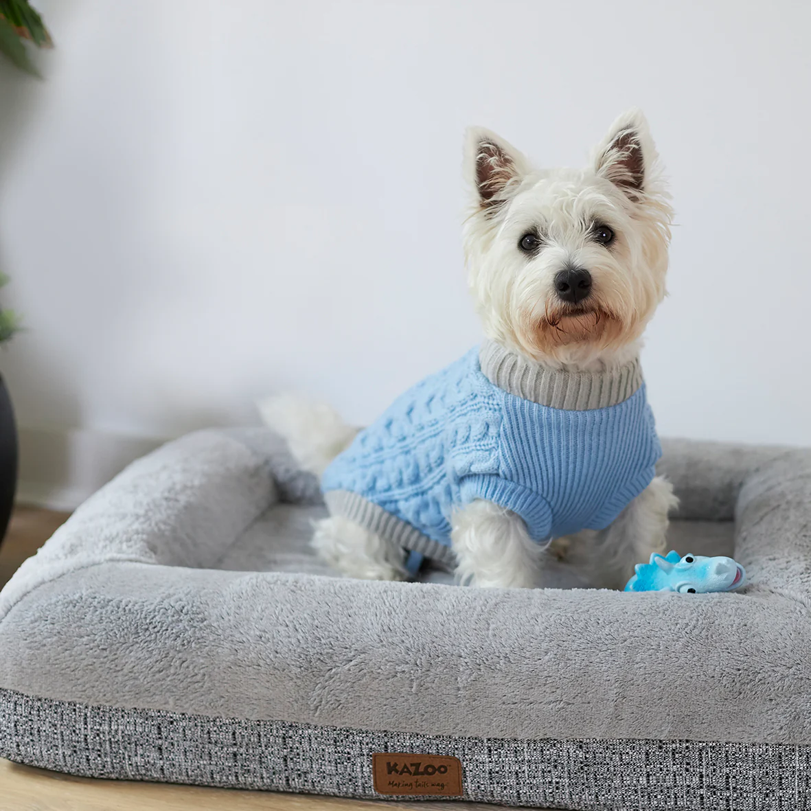 Blue Cloud Cable Knit Dog Jumper - Image 3