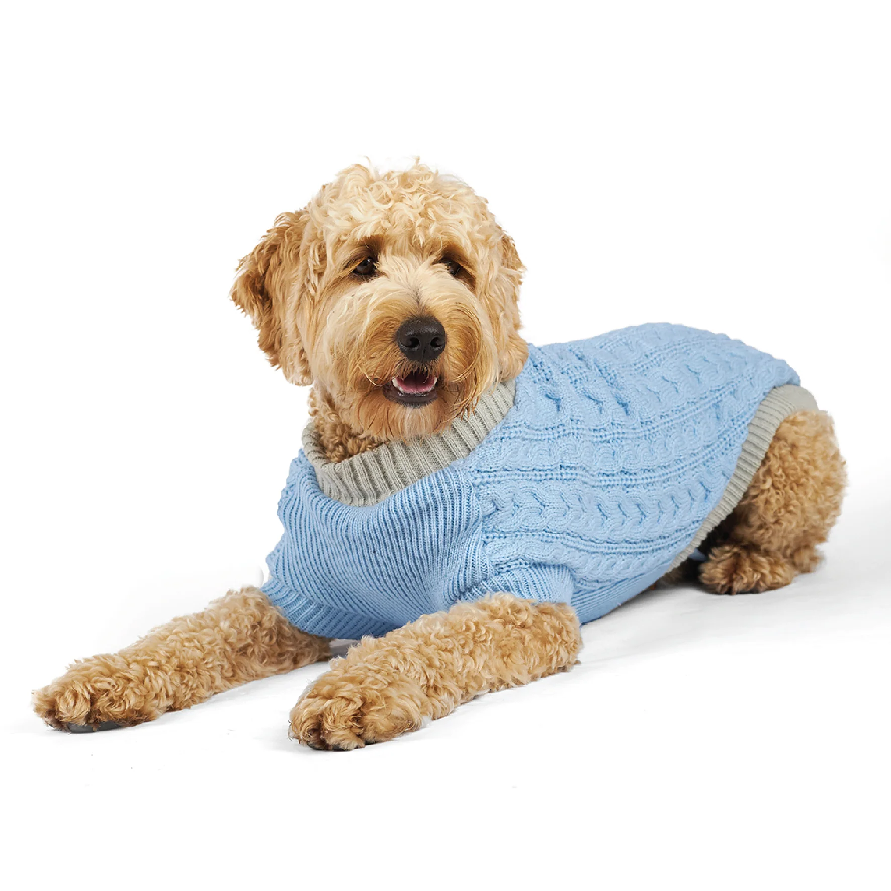 Blue Cloud Cable Knit Dog Jumper - Image 7