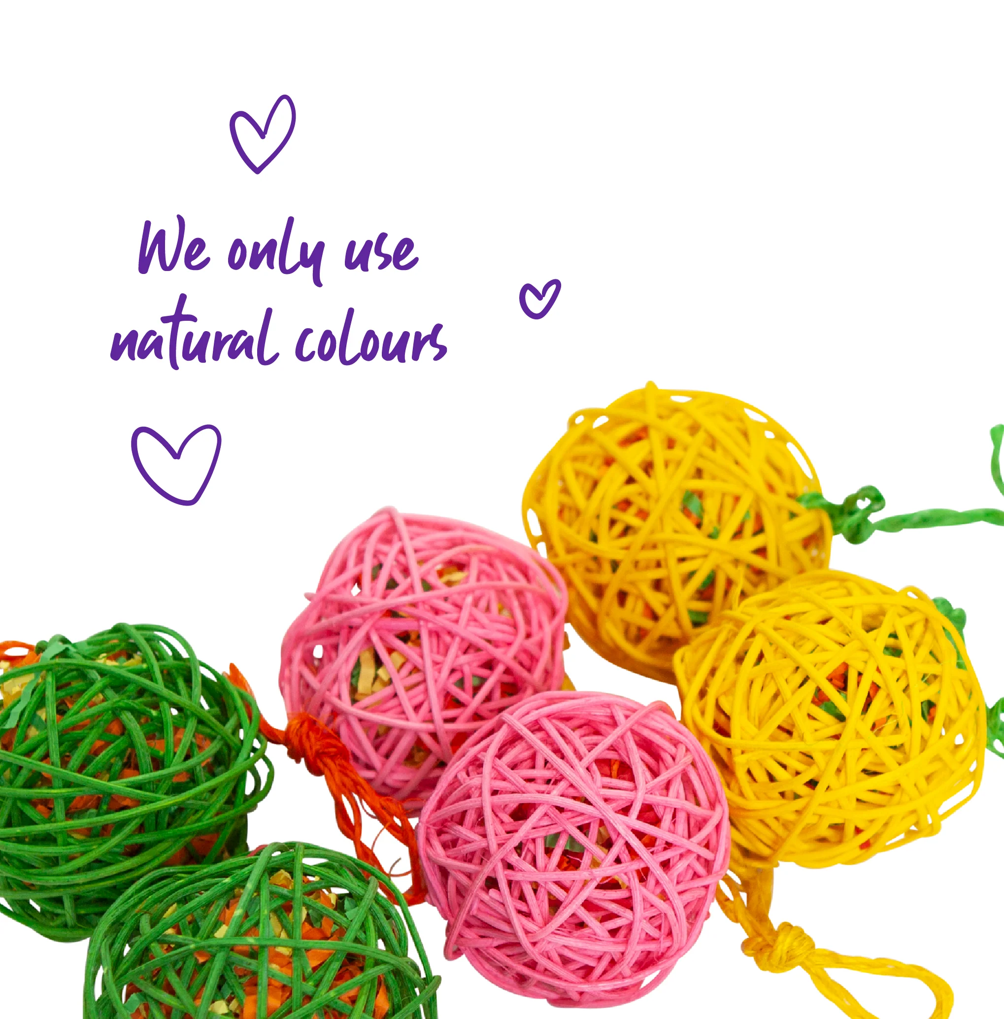 Colourful Wicker Ball Bird Toy - 6 Pack - Image 3