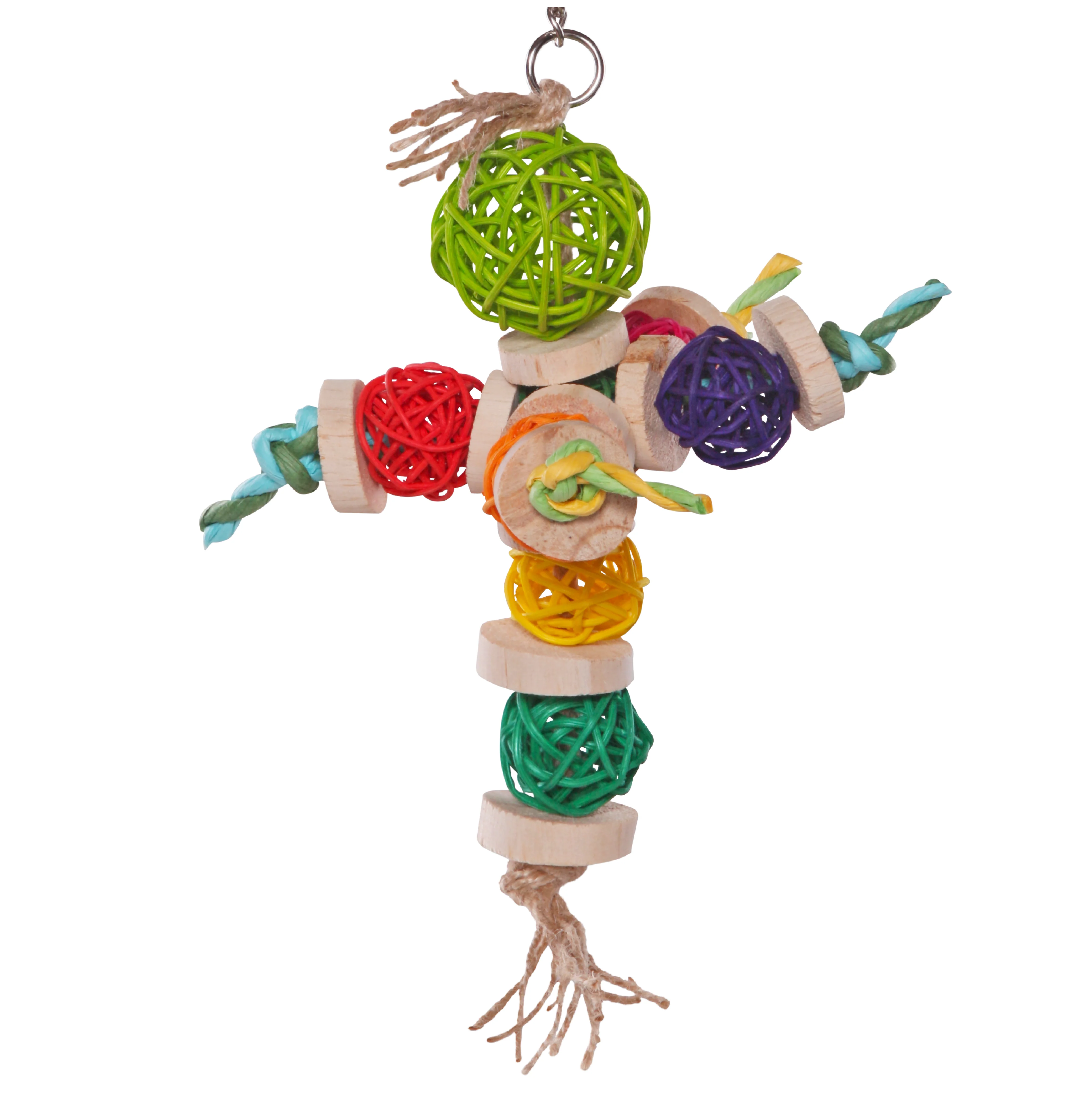 Colourful Wicker Balls with Decoration Bird Toy