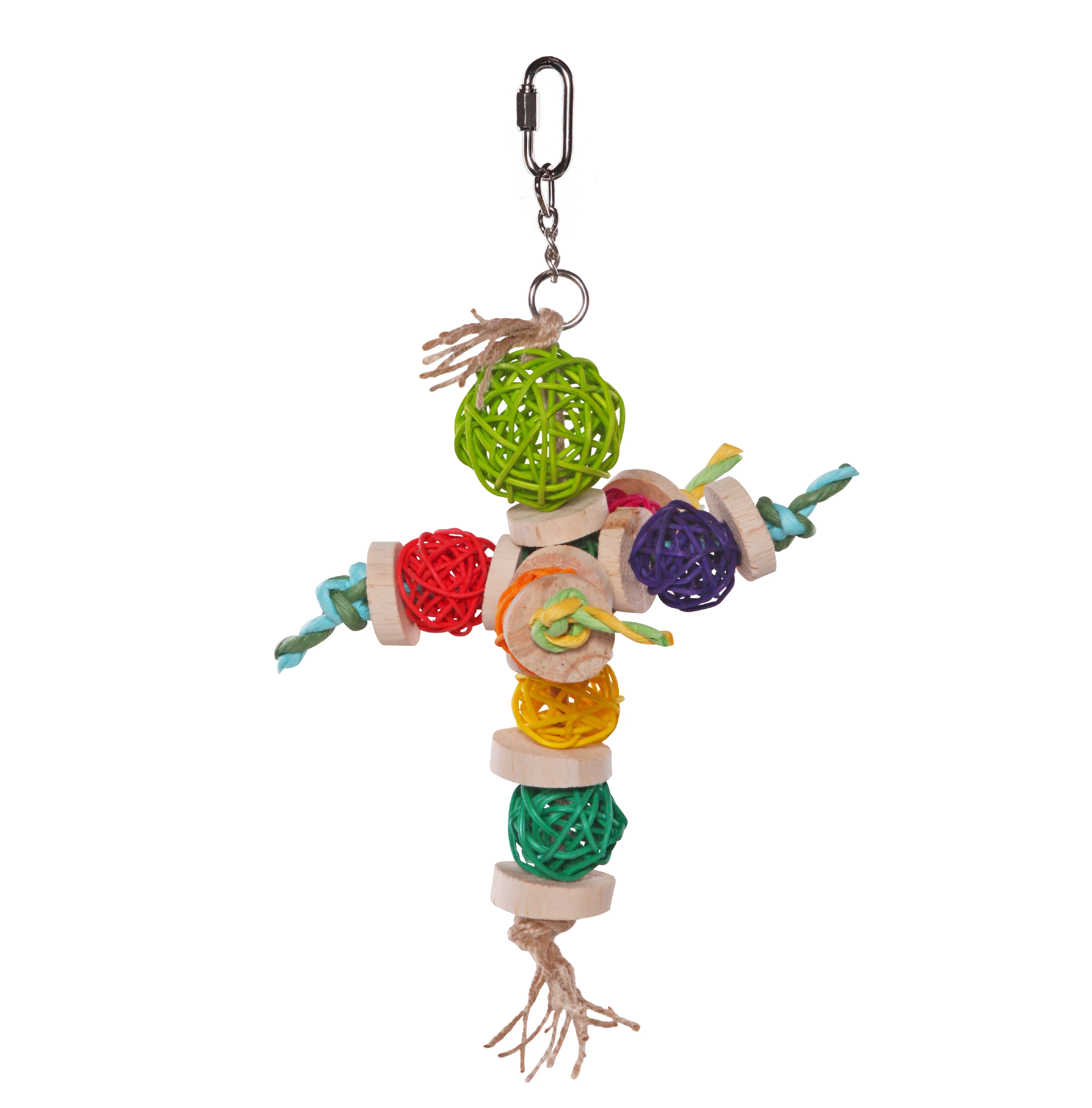 Colourful Wicker Balls with Decoration Bird Toy - Image 4