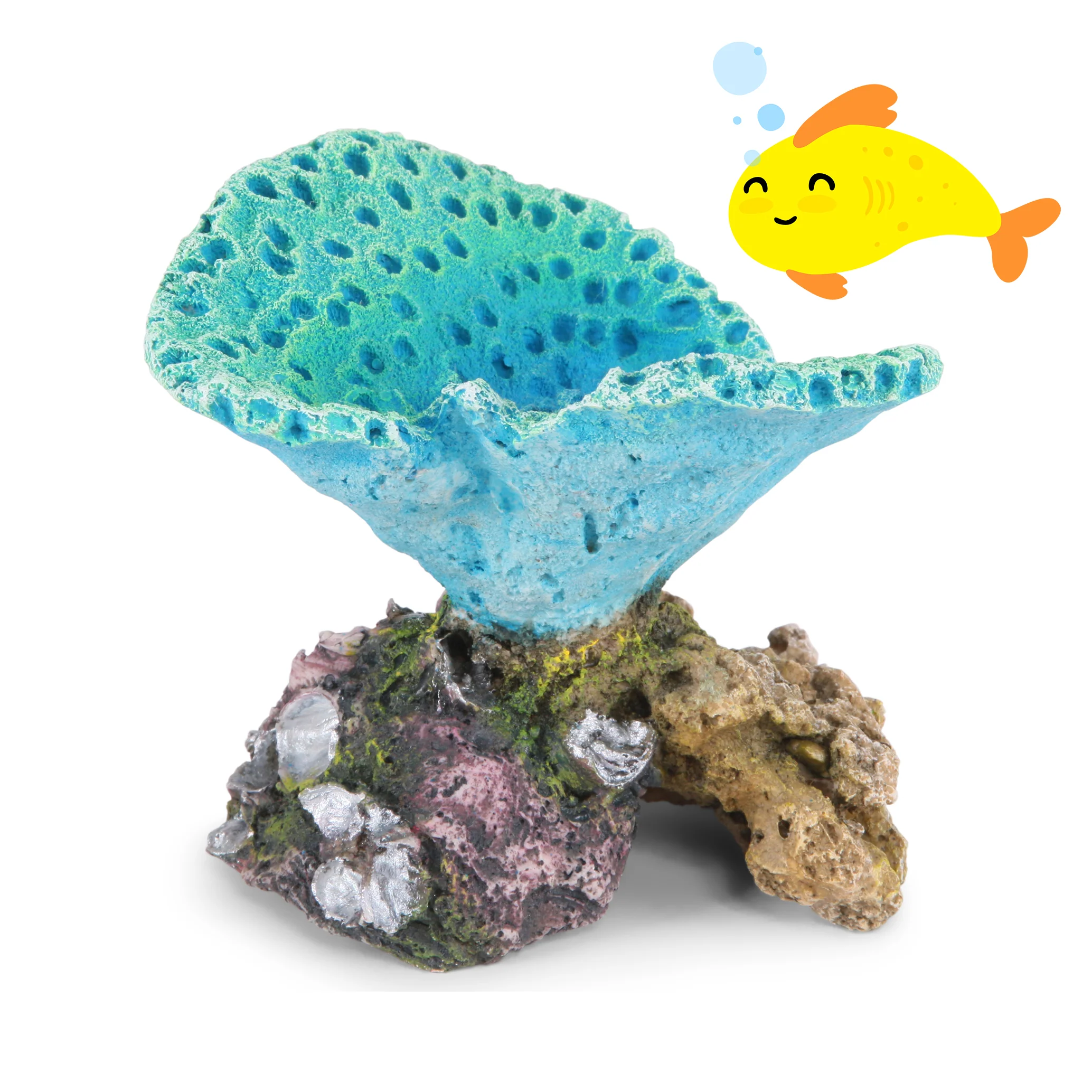 Fluro Foliase Coral Cup Blue Aquarium Ornament - Image 3