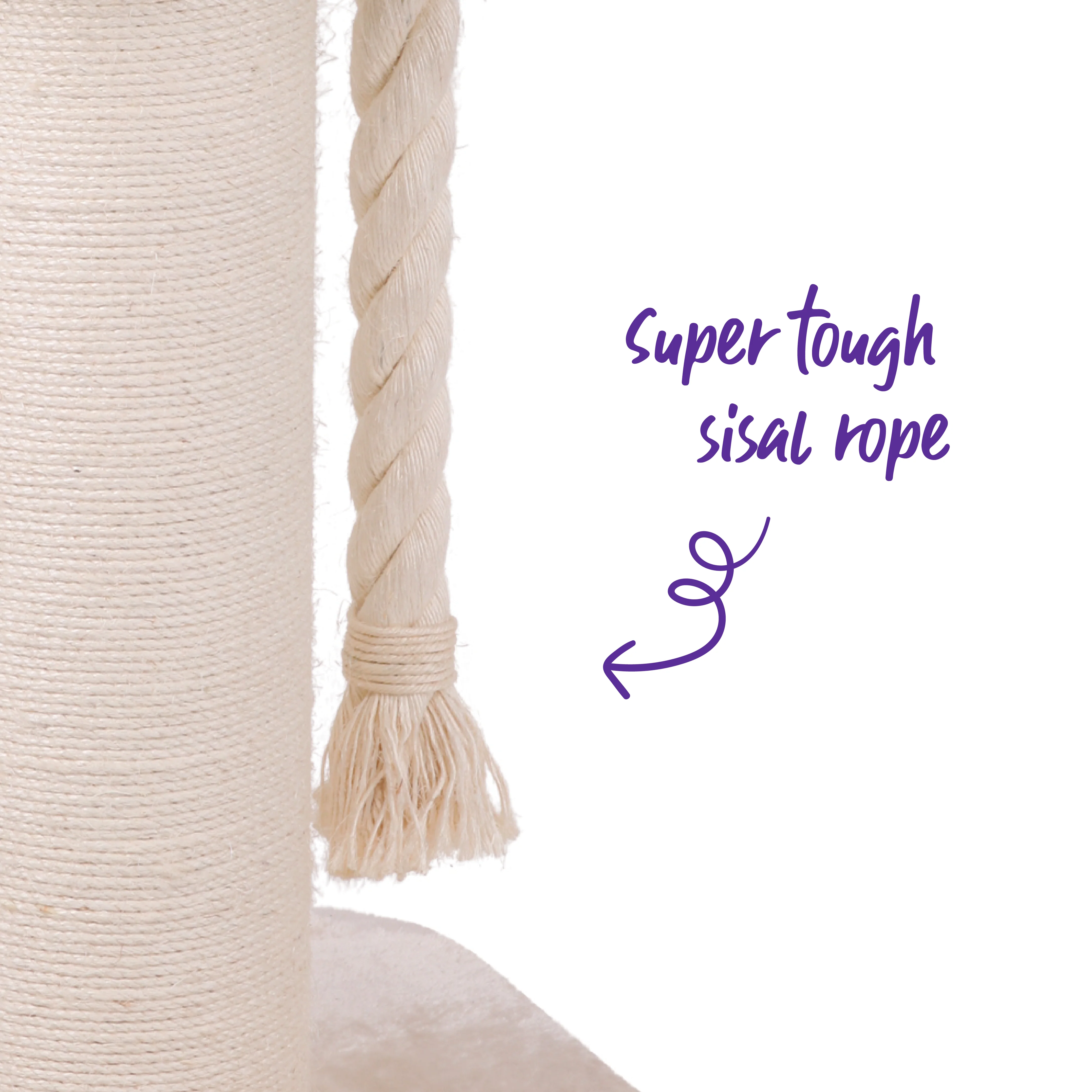 High Bed Cat Scratch Post - Cream Plush - Image 5