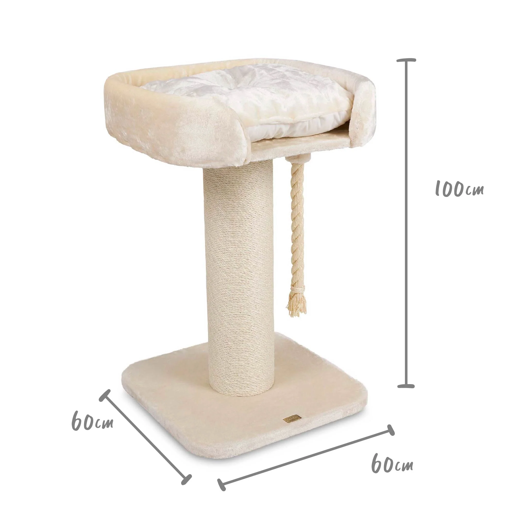 High Bed Cat Scratch Post - Cream Plush - Image 9