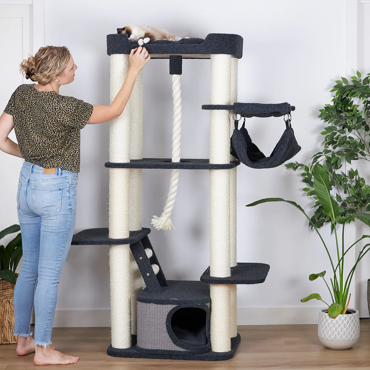 Kitty Climb Playground - Grey Carpet - Image 8