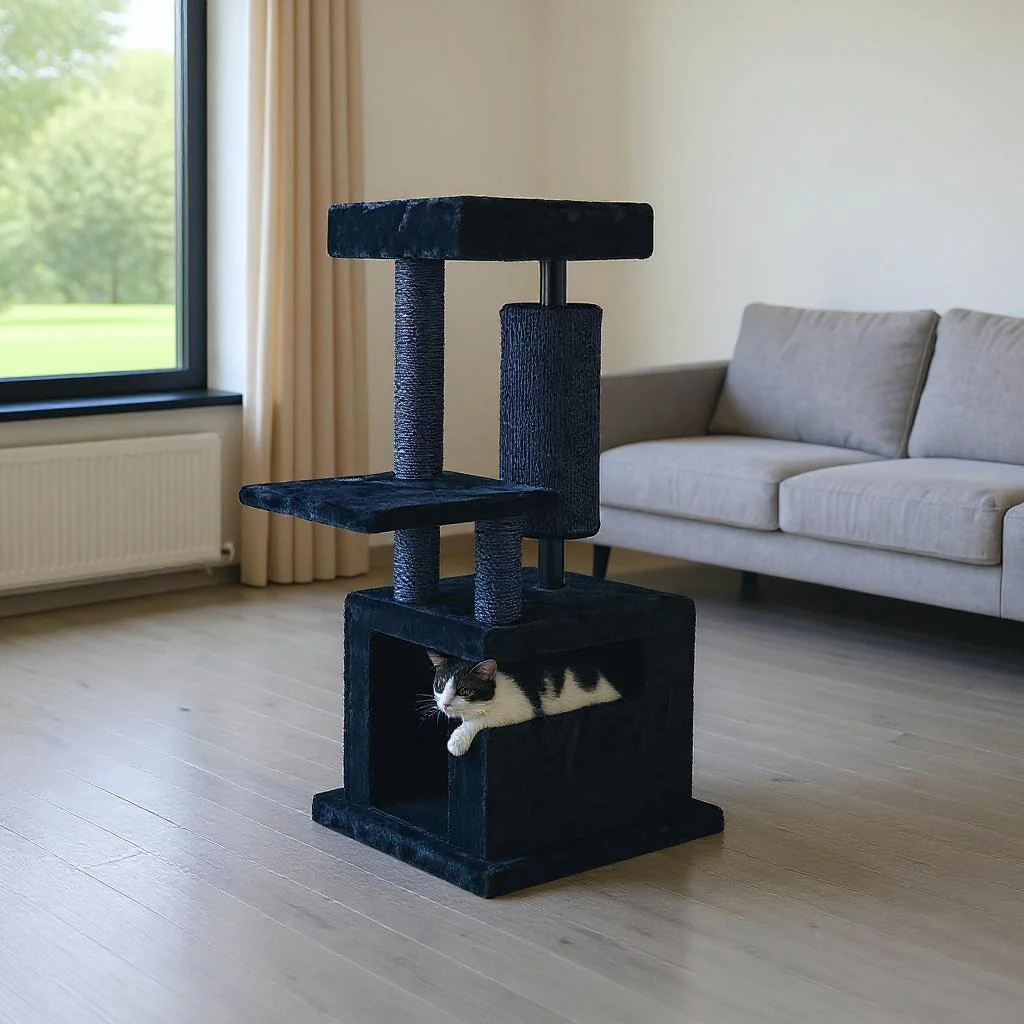 Kitty Scratch Barrel Cat Tree - Black