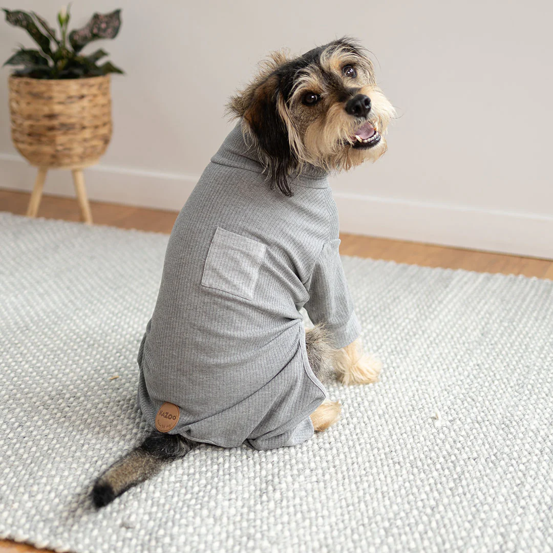 Long John Dog Pyjamas - Grey - Image 3