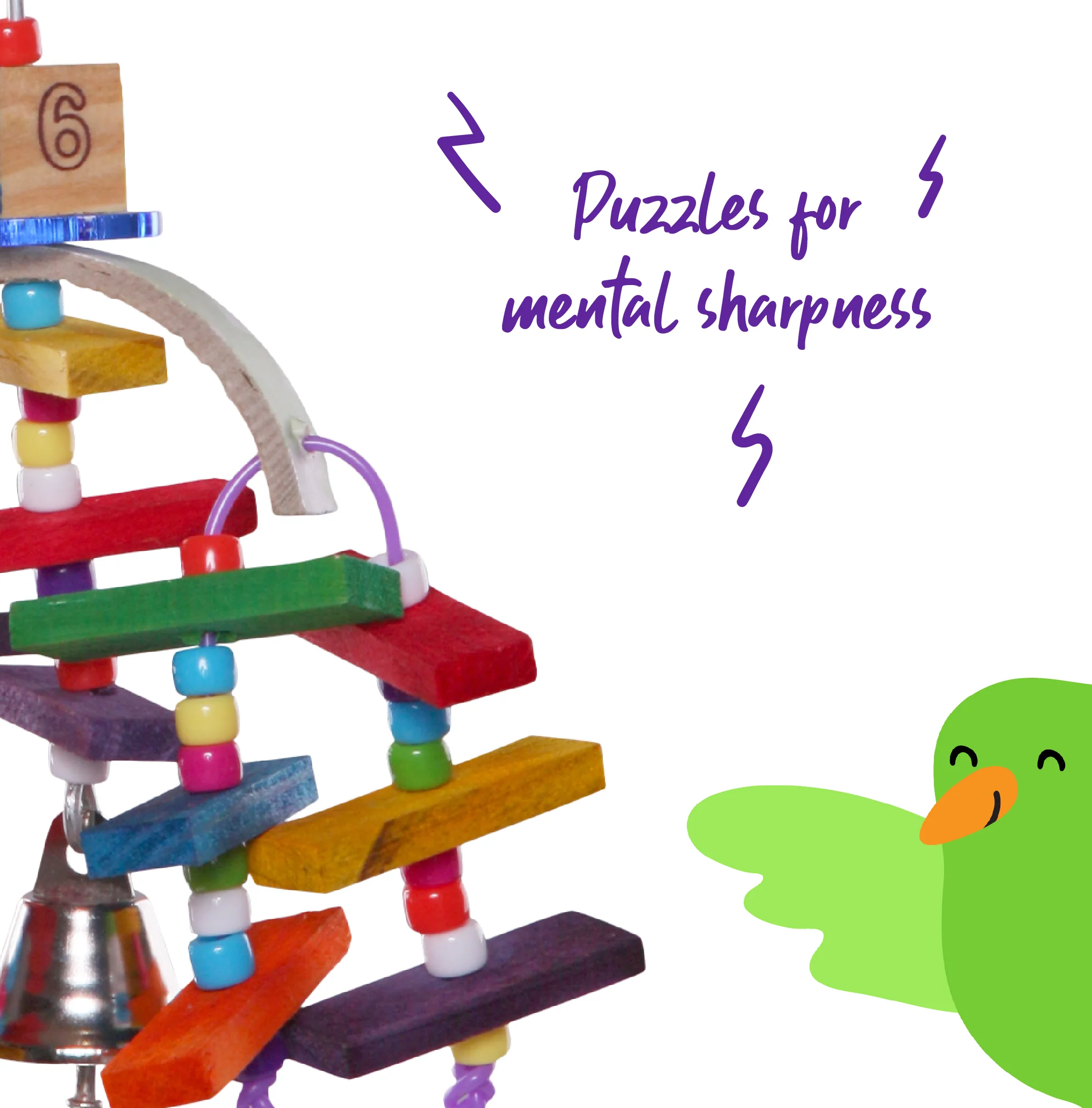 Natural Wooden Rainbow Bird Toy - Image 3