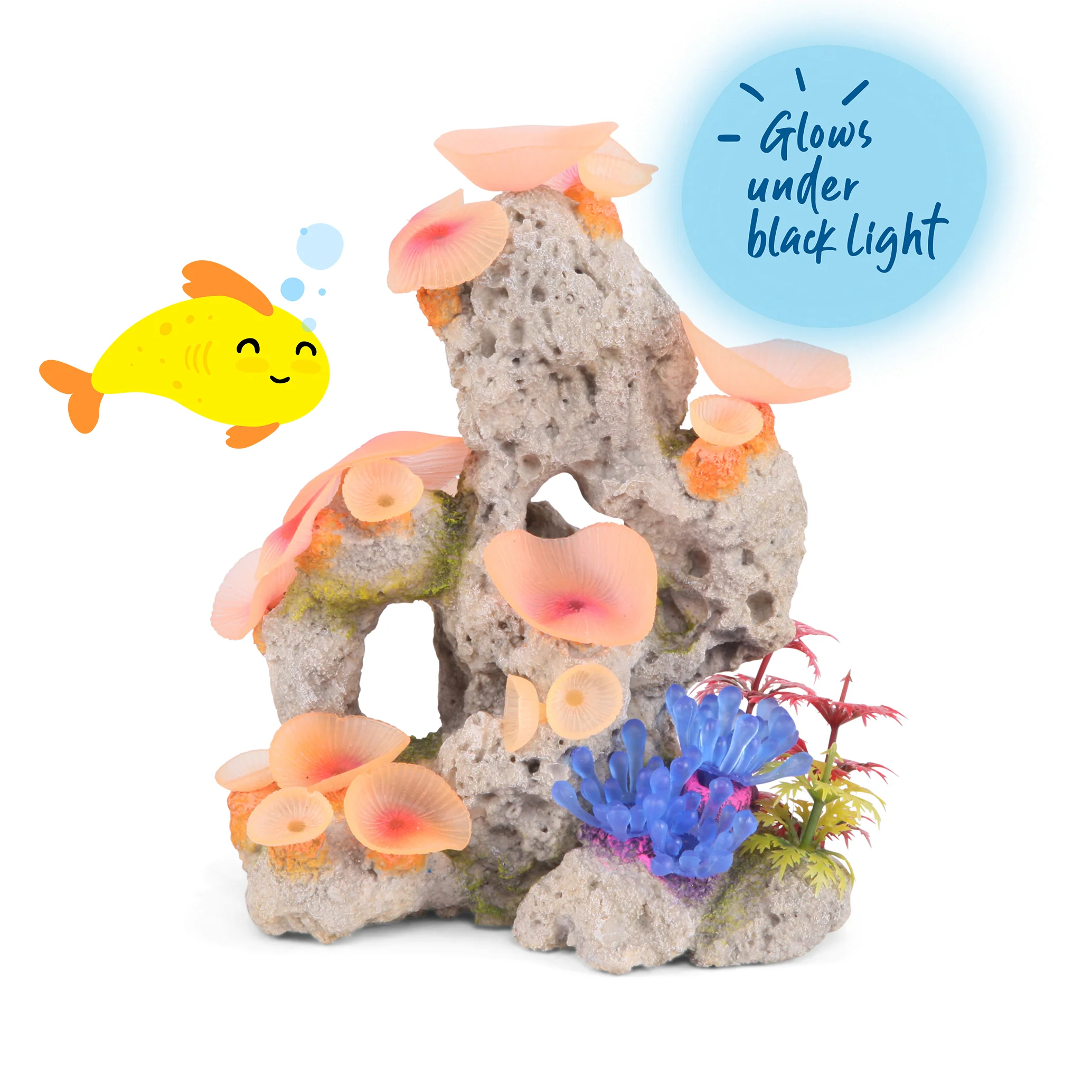 Pumice Stone with Mushrooms Aquarium Ornament