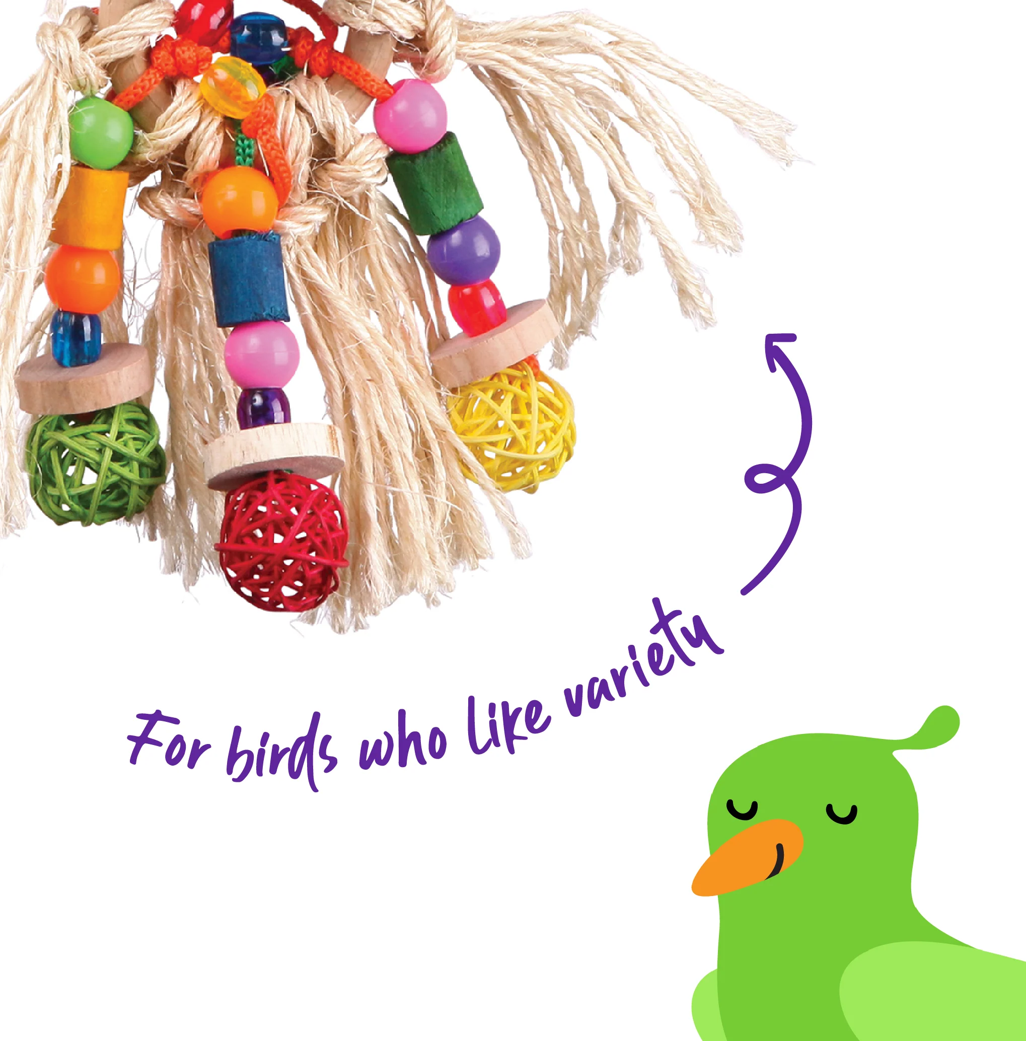 Sisal & Balls Bird Toy - Image 2
