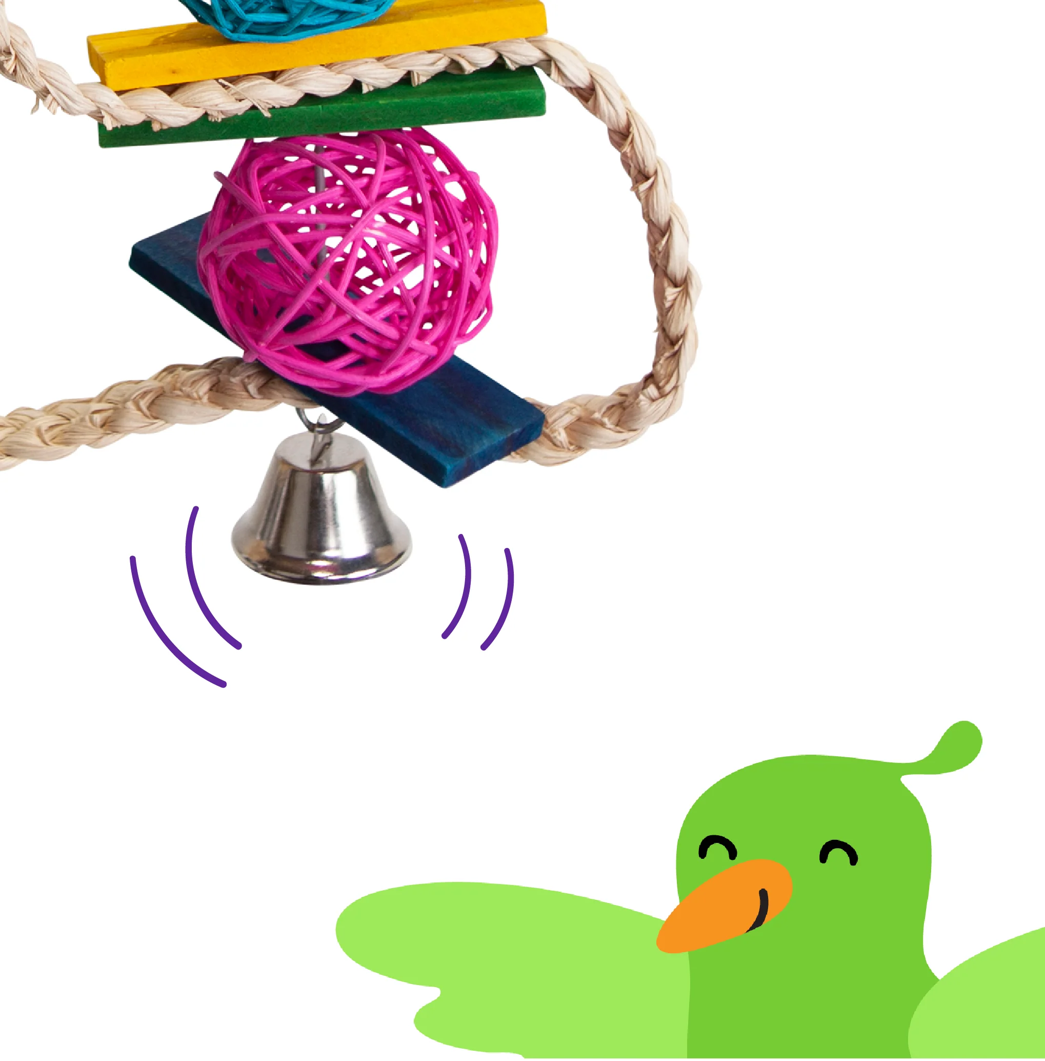 Snake Wicker Ball & Bell Bird Toy - Image 3