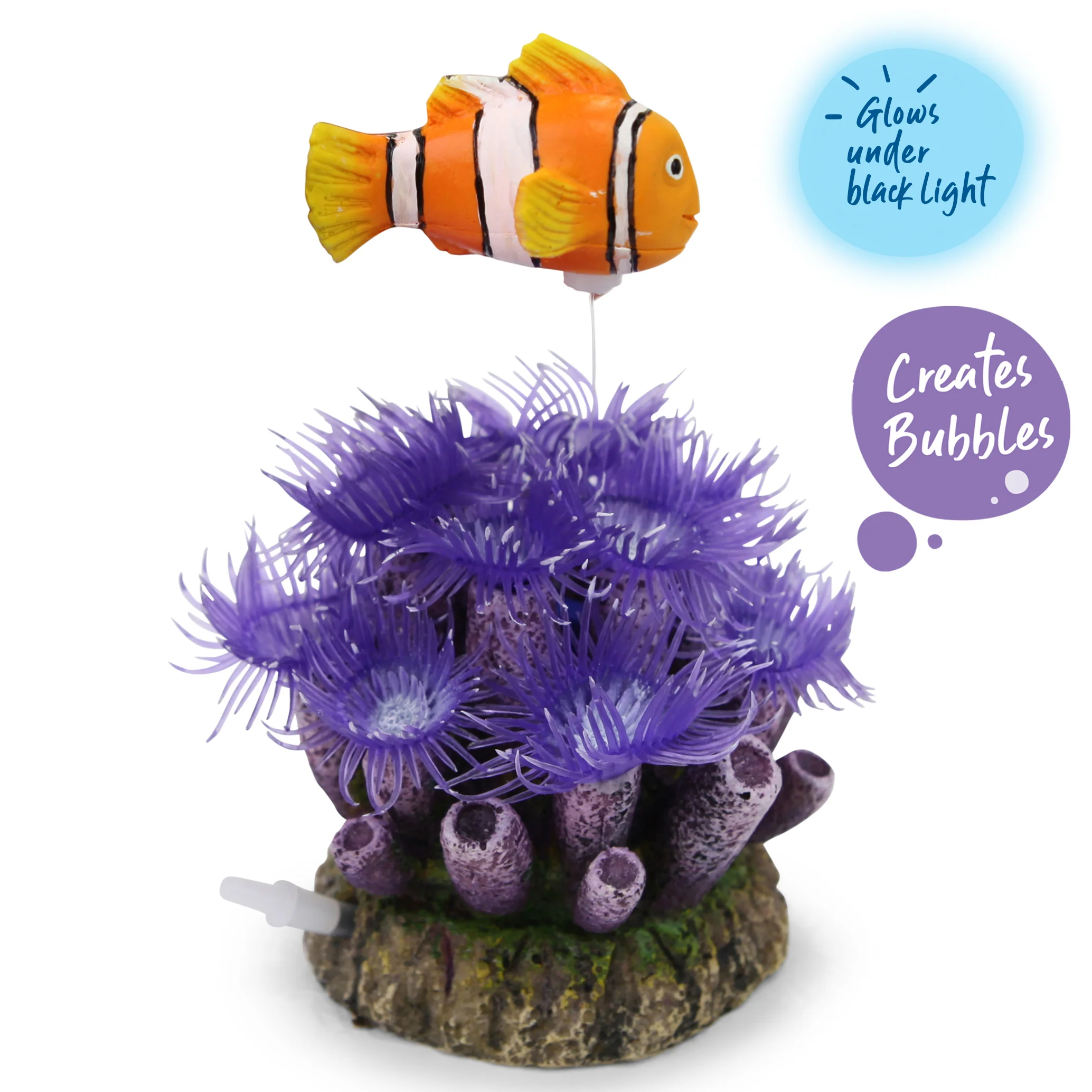 Bubbling Soft Coral With Clownfish Aquarium Ornament