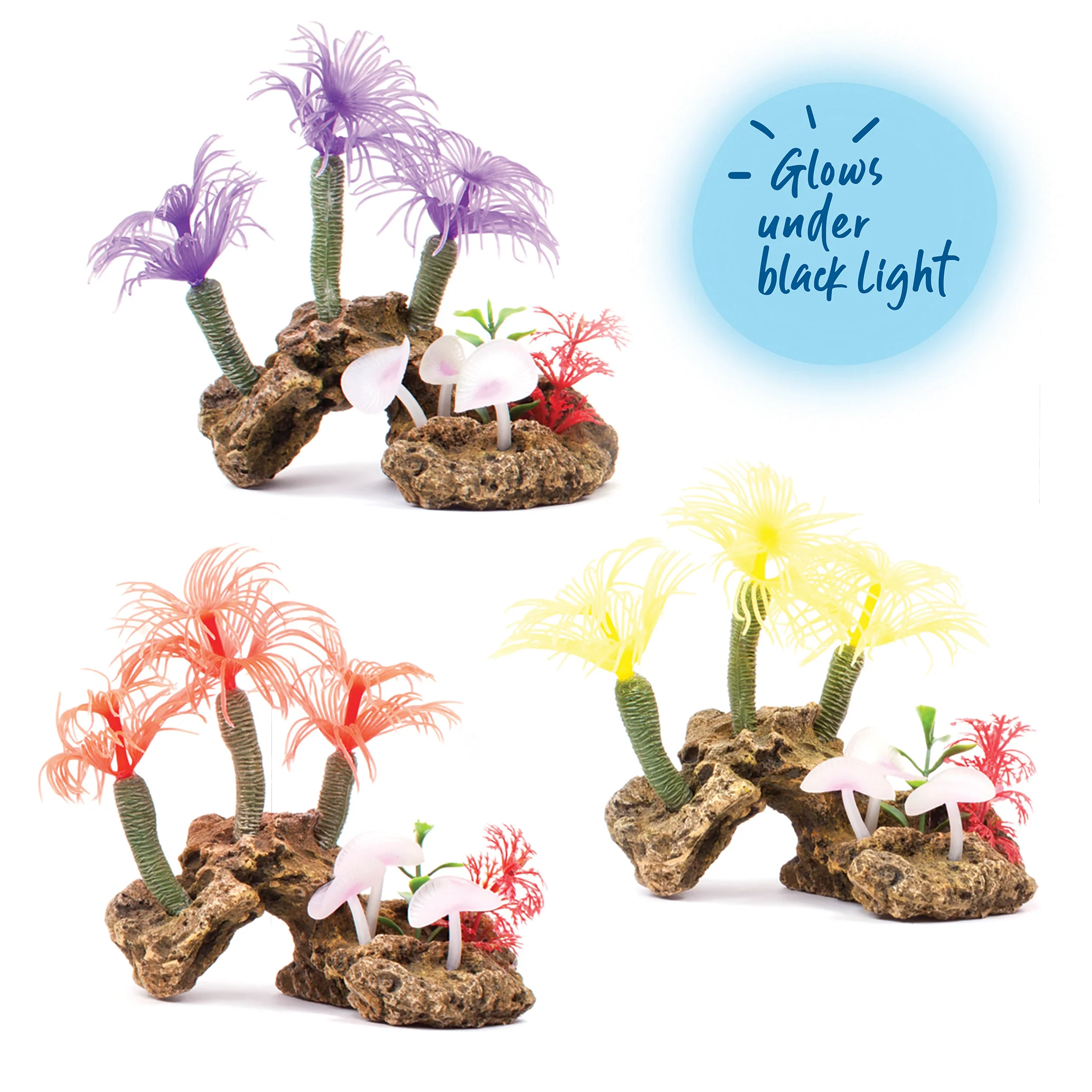 Soft Tree Coral With Rock Aquarium Ornament