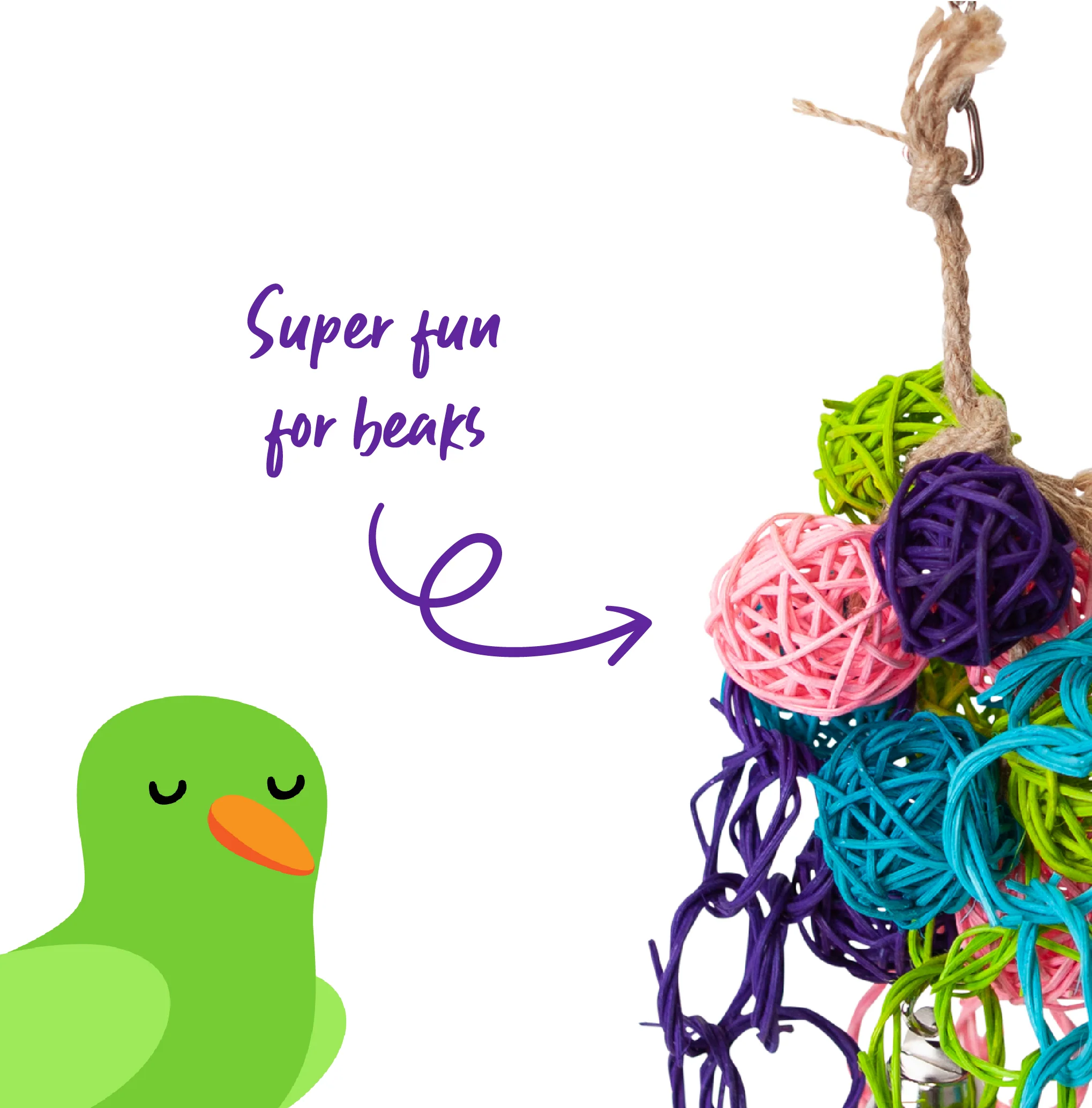 Wicker Ball Bouquet Bird Toy - Image 3