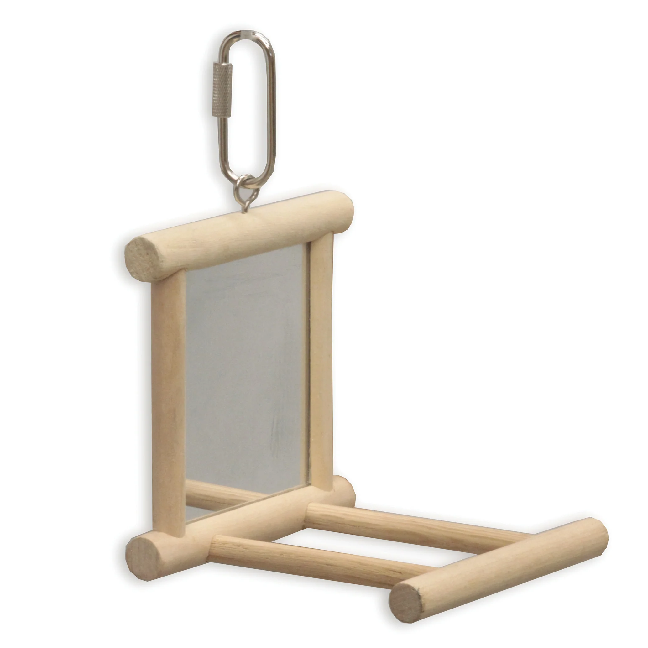 Wooden Mirror Bird Perch