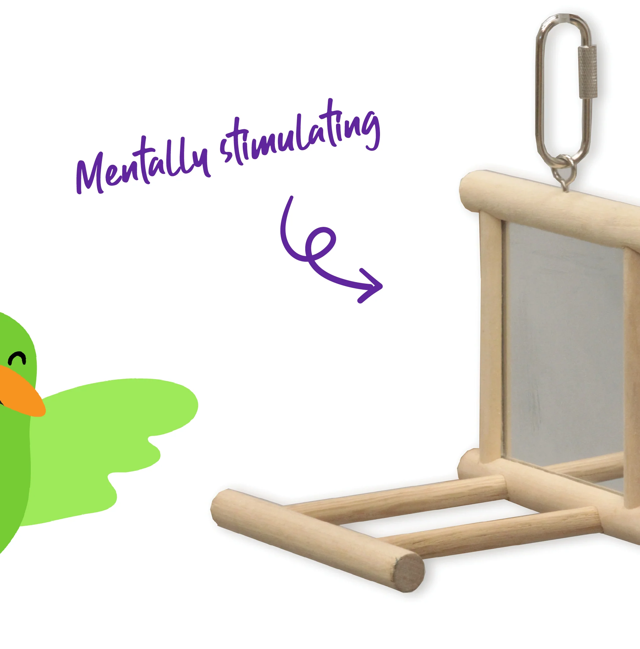 Wooden Mirror Bird Perch - Image 4
